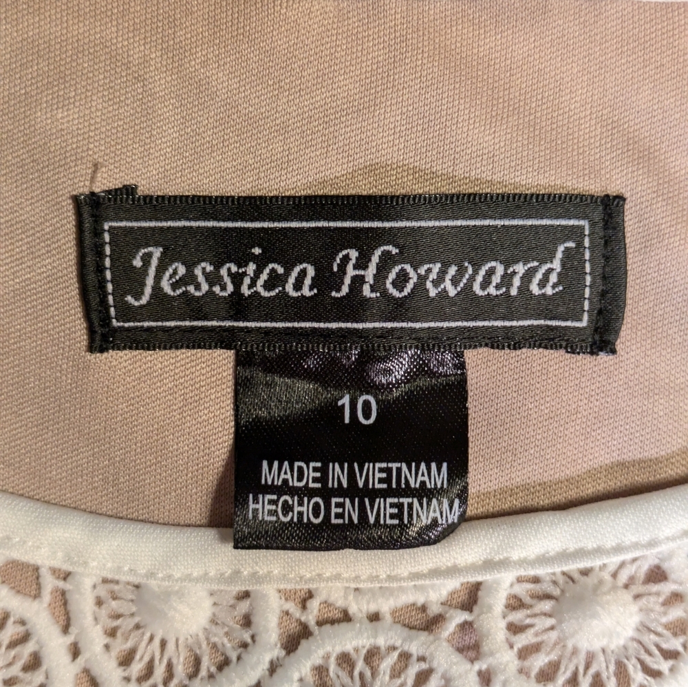 NWT Jessica Howard Cream Lace Shift Sleeveless Midi Dress | Size 10 - Picture 8 of 9